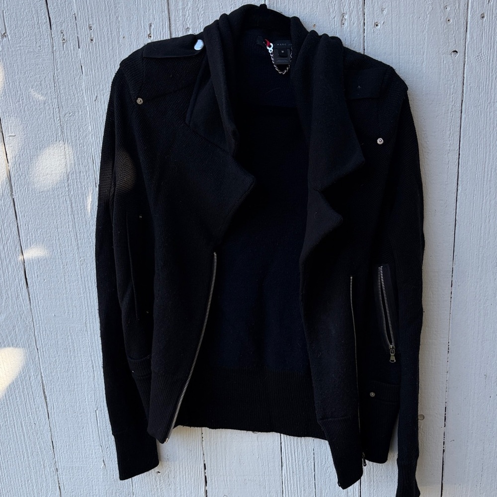 Marc by Marc Jacobs Black Hooded Zip-Front Bomber Jacket
